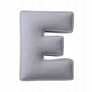 Detský dekoračný vankúš - Velor Cushion Letter E, 40 cm Big Grey