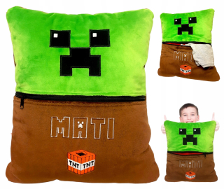 Detský vankúš - Vankúš s menom Minecraft Eater Pużam výšivka výšivky