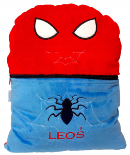 Detský dekoračný vankúš - Vankúš s menom 2in1 Spider Man pyžamy hltateľ