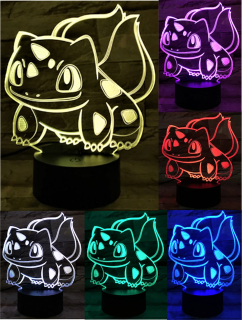 Pokemon 3D LED nočné lampy s pilotom pre darček