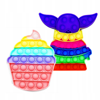 Pop It Set: 2x Push Bubble Nidget Toy Yoda Ice Cream