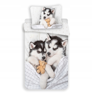 Detský set paplón, vankúš - Posteľná bielizeň 140x200 Husky Dog Dogs