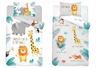Detský set paplón, vankúš - Posteľná bielizeň 90x120 Šedé zvieratá