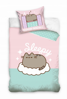 Detský set paplón, vankúš - Bavlnená posteľná bielizeň 140x200 Pushen Kitty