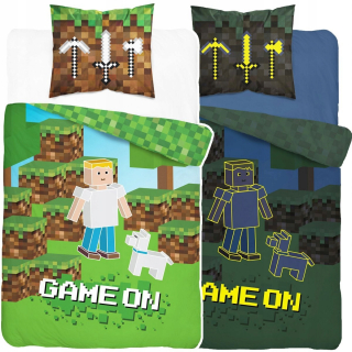 Detský set paplón, vankúš - Hra na posteľnej postieľke 160x200 cm pre fanúšik hry Minecraft