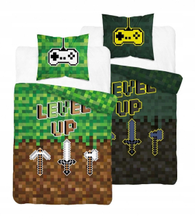 Detský set paplón, vankúš - Úroveň vyššia ako posteľná bielizeň 160x200 cm pre fanúšik hry Minecraft