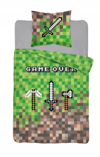 Detský set paplón, vankúš - Mládežnícka posteľná bielizeň pre fanúšik hry Minecraft 160x200