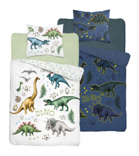 Detský set paplón, vankúš - Podstielka žiariaca v tmavých dinosauroch 140x200