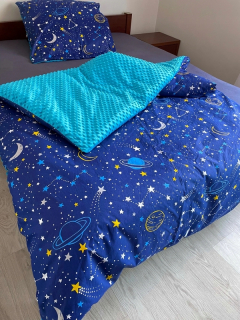 Detský set paplón, vankúš - Bavlnená obliečka/Minky 160x200