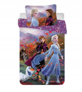 Elsa Frozen - Bavlnená posteľná bielizeň 100x135 mrazená 2 krajina ľadu