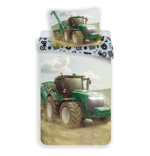 Detský set paplón, vankúš - Posteľná bielizeň pre postele 90x120 Modré rýpadlá 3956b