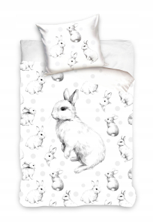 Detský set paplón, vankúš - Bavlnená podstielka králičie zajačik 160x200