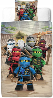 Detský set paplón, vankúš - Bavlnená posteľná bielizeň LEGO Ninjago 135x200 cm