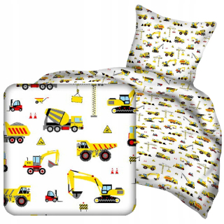 Detský set paplón, vankúš - Bavlnená podstielka s rýpadlami 100x135 cm žltá