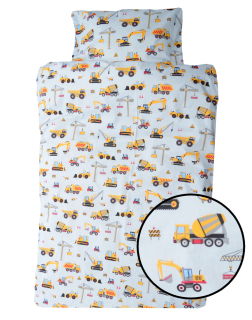 Detský set paplón, vankúš - Detská podstielka 200x160 Boy Construction Rýpadlát