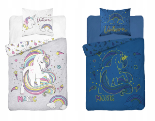 Detský set paplón, vankúš - Fluo Bedding 140x200 cm Unicorn Unicorn svieti!