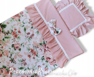 Detský set paplón, vankúš - Posteľná posteľ 120 Queen Flowers Frill 120x90