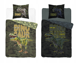 Detský set paplón, vankúš - Posteľná bielizeň v tmavom dinosaure 160x200