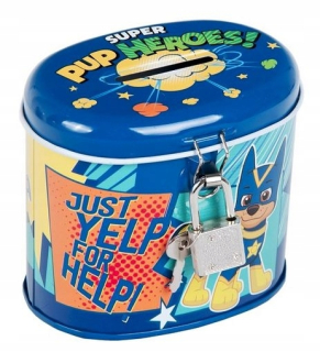 Detská pokladnička - Psa hliadka kov Piggy Bank Oval Paw Patrol