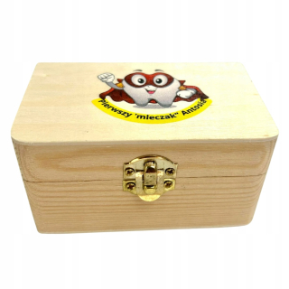Box pre prvé zuby - grafika + meno, drevo