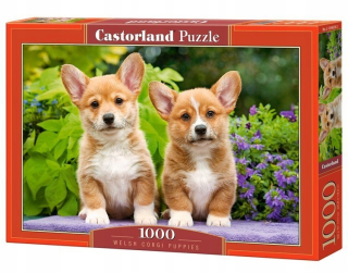 Puzzle 1000 el. C-104659-2 Welsh Corgi Šteňatá