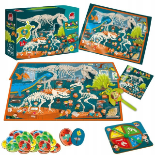 Puzzle 54 s náučným hru a zväčšovacie sklo DETECTIVE Dino M