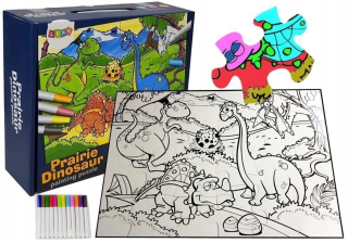 Puzzle pre farbenie dinosaurov Piski 24 Elem