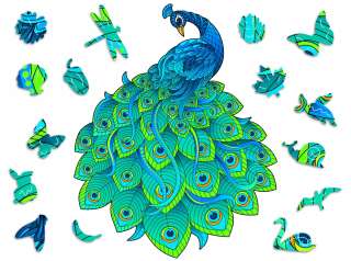 Drevené puzzle XXL Premium Peacock