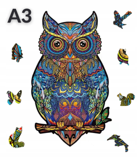 Drevené puzzle pre dospelých OWL A3 puzzle