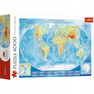Puzzle Veľká fyzická mapa sveta 4000 ks. 45007