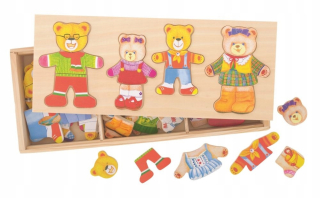 Drevené puzzle veselý medvedík rodina