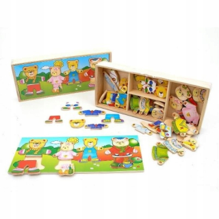 Drevené puzzle pre žuvanie medvedíka s dieťaťom