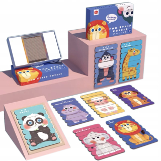 Zvieratá puzzle drevené tyče Montessori 917
