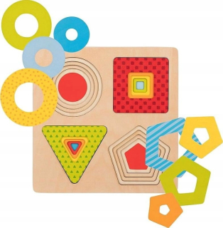 Drevené puzzle - triedička OBRÁZKY SHAPES - Goki
