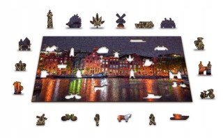 Drevené puzzle 150 kusov Nočné mesto
