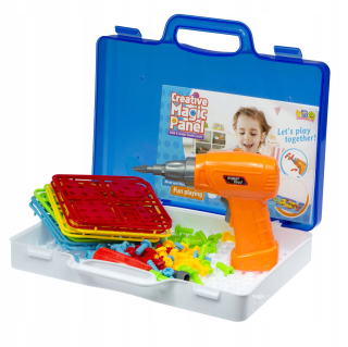 Puzzle bloky skrutkovač v kufri pre deti 151el