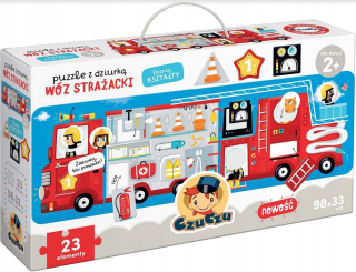 Puzzle s otvorom v hasičskom aute pre deti 2+