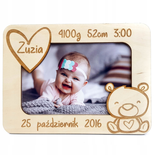 Detský fotorámik - Metrický rám pre fotografický darčekový krst