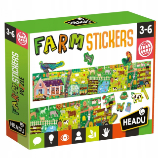Russell Puzzle Farma s nálepkami na hlave