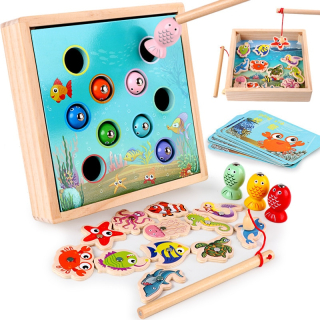Ryby Drevené číslice Rybárčenie Sorter Montessori