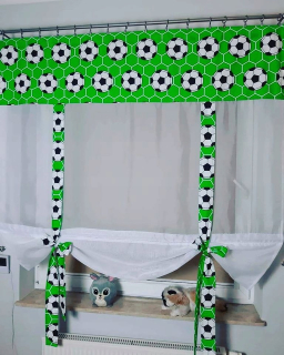 Detské záclony - Zelený futbalový panel slepá šírka 180 cm