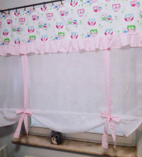 Detské záclony - Pripravená opona s pompoms 18 farbami 400 x 150
