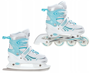 Korčule na ľad - Valčekové korčule 2in1 Croxer Optima White / Mint 35-38