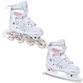 Korčule na ľad - Rolls korčuľovanie 2v1 Croxer Optima White / Pink 31-34