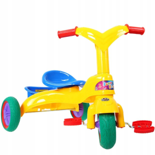 Žltý jazdný bicykel dieťaťa s trom