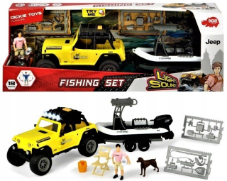 trailer Jeep auto s pontónu cestu do ryby