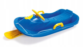 Sánky - Sánky s volantu a modrými 95 cm klasickými brzdami