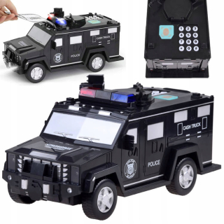 Detská pokladnička - SEJF Piggy Bank for Coins Pin Auto polícia