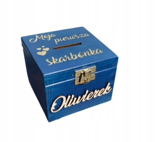 Detská pokladnička - Modré meno Piggy Bank pre detský darček