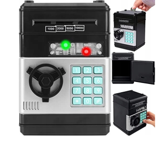 Pokladnička pre deti - PRASIATKA BEZPEČNÝ ATM na mince Bankovky + PIN